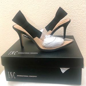INC black/clear heels